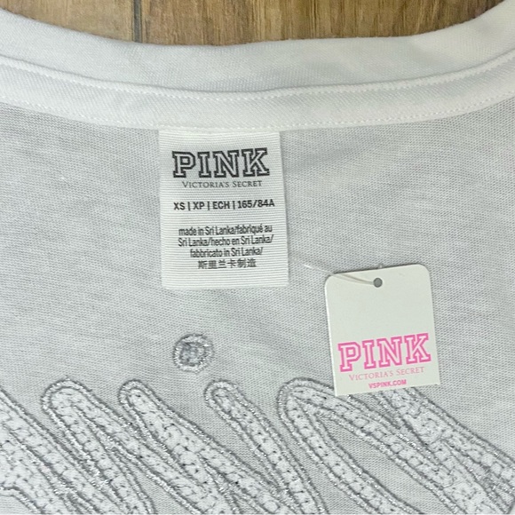 PINK VS SILVER BLING SIGNATURE LOGO V-NECK TEE AND JOGGERS OUTFIT - Picture 5 of 5